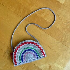 Silver Glitter Rainbow Zip Purse